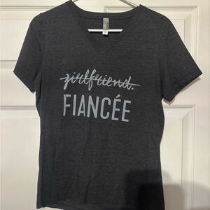 Gray V-Neck Graphic Tee